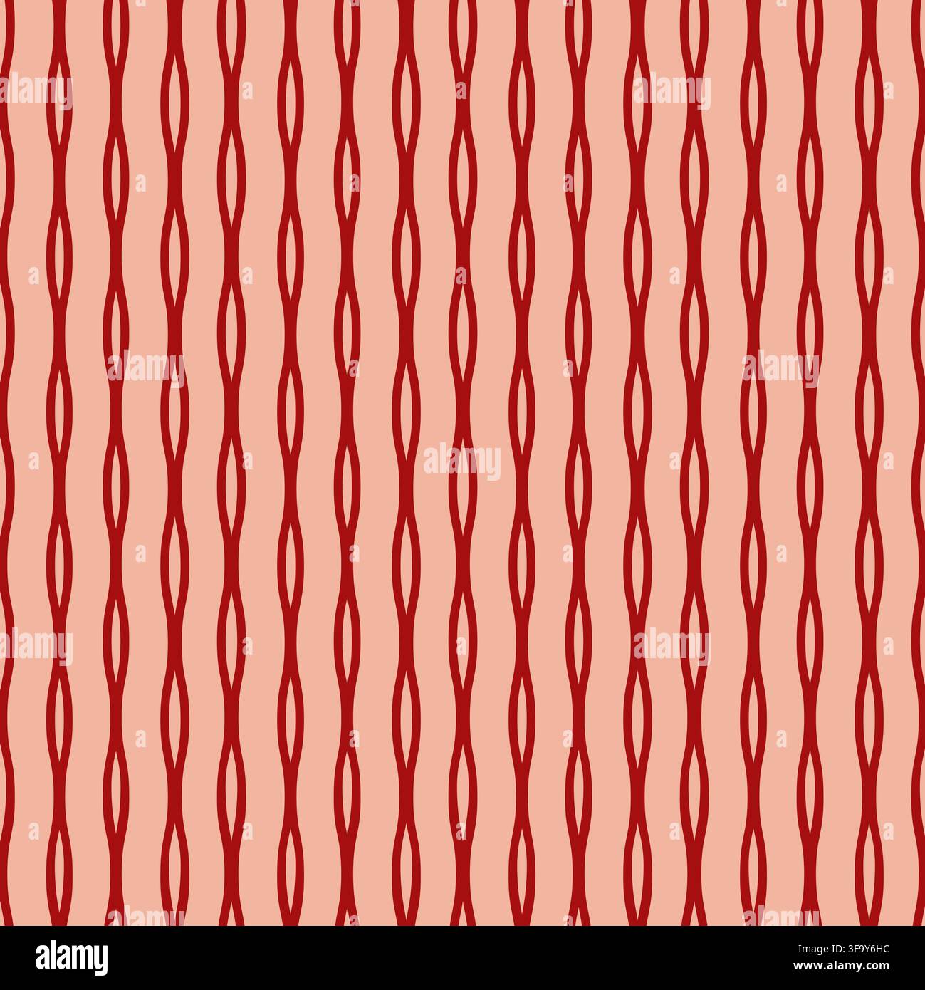 Red Wavy Vertical Stripes Pattern Stock Vector