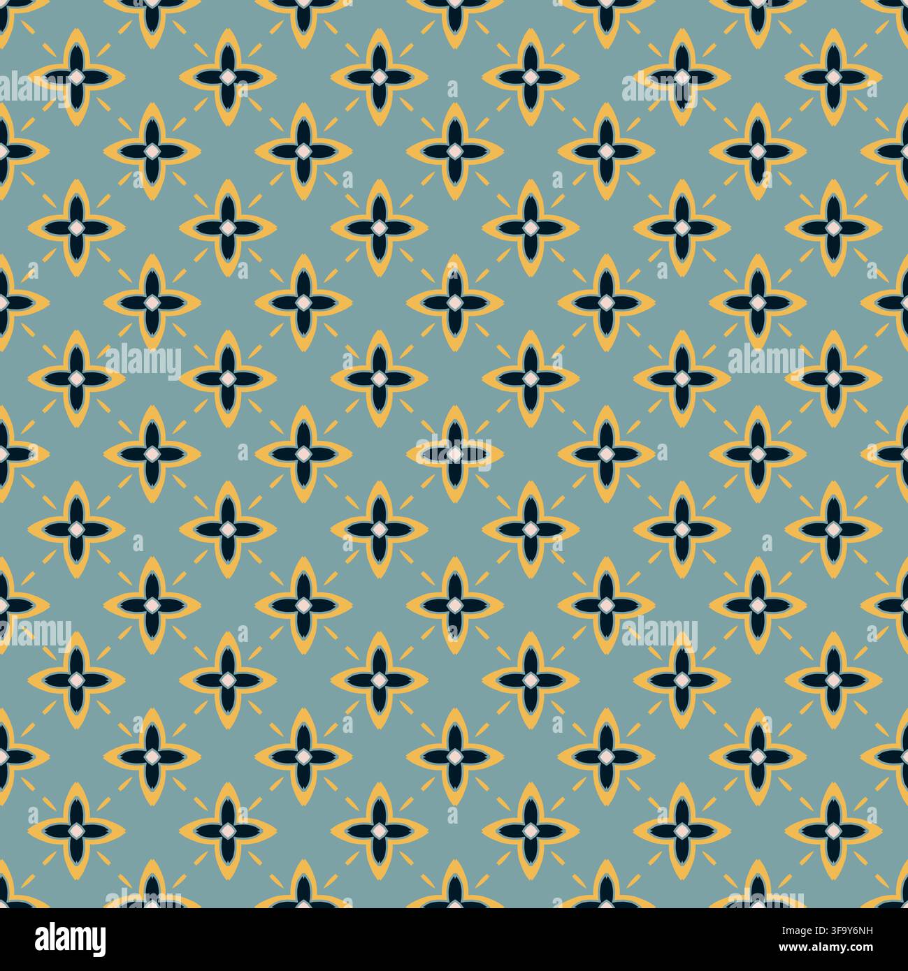 Blue Geometric Star Tile Graphic Stock Vector