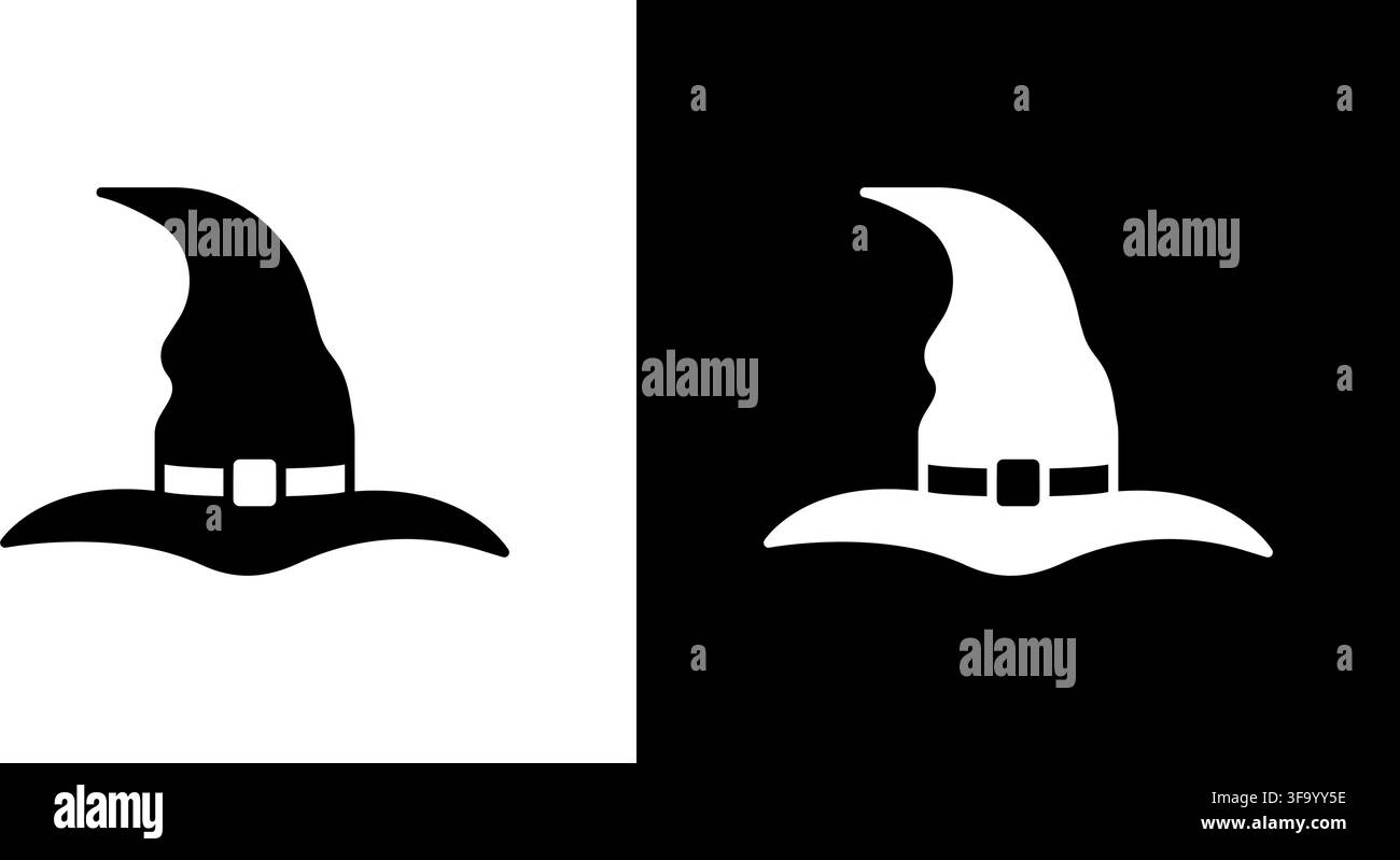 Witch Hat Solid Icon Set. Halloween, Magic, And Wizardry Silhouette Symbol Collection. Costume Accessory, Fantasy Theme. Isolated Vector Illustration Stock Vector