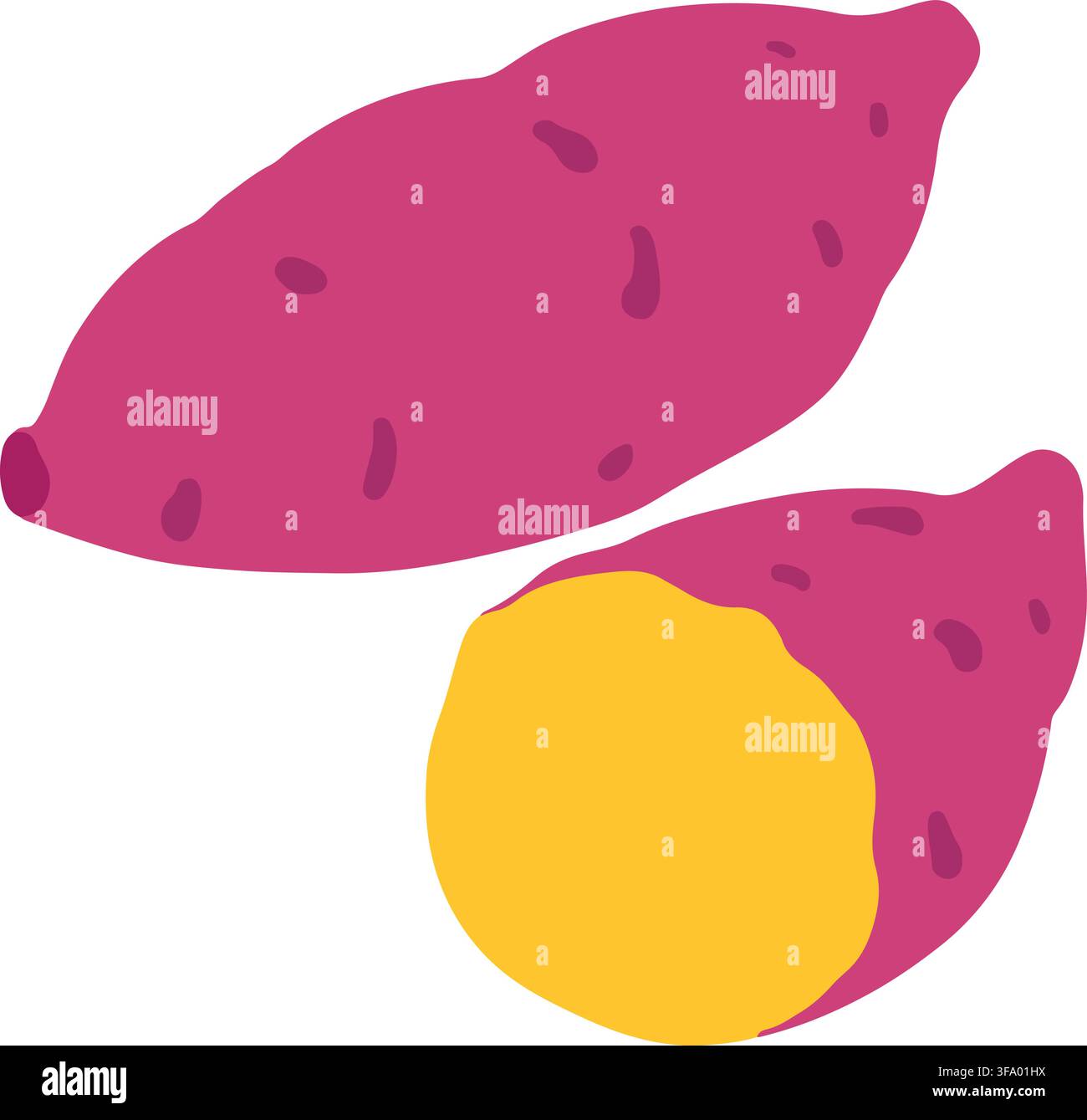 Flat colored simple sweet potatoes Stock Vector