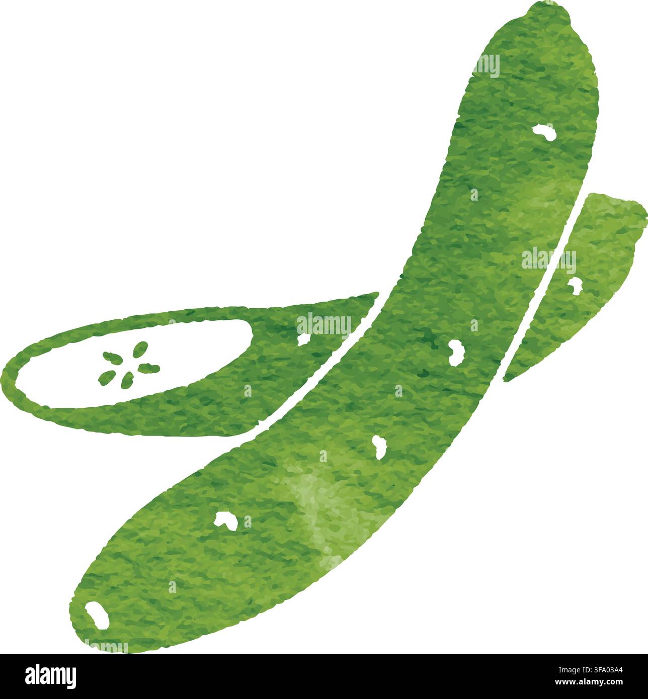 Watercolor cucumber vegetable icon simplified Stock Vector
