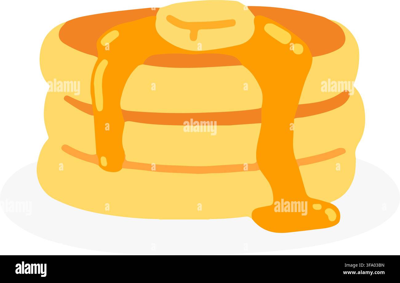 Simple and flat pancakes with syrup Stock Vector