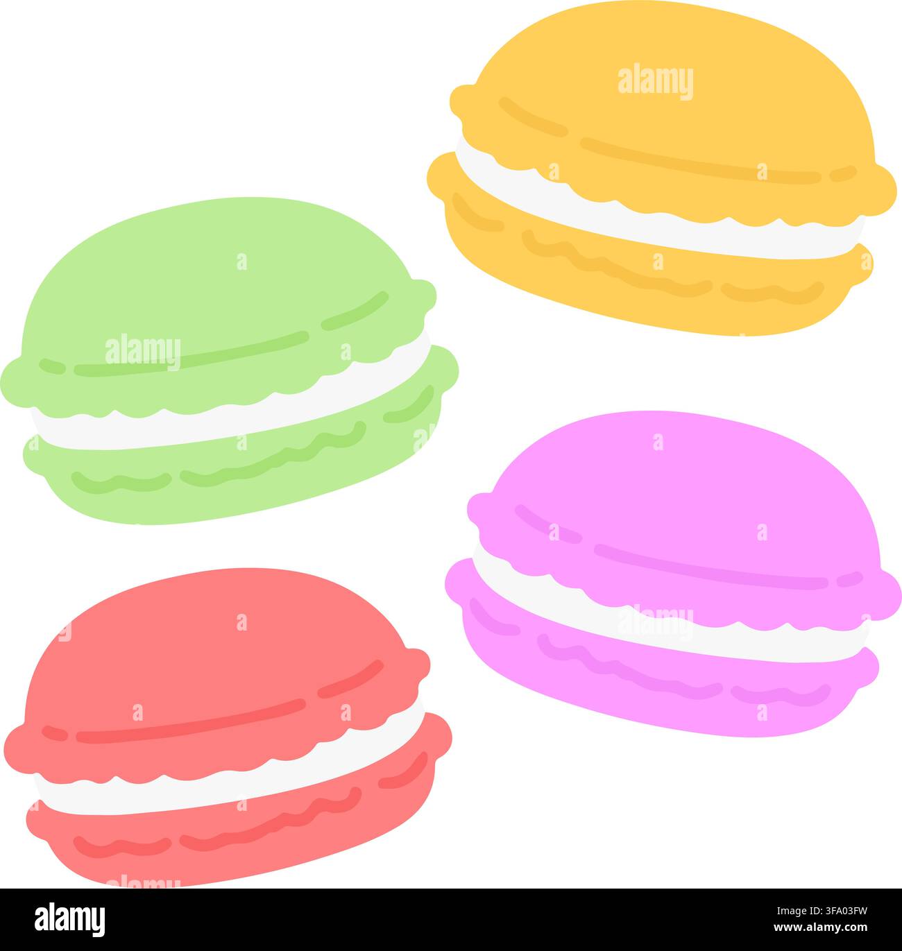 Simple and flat colored macaroons set Stock Vector