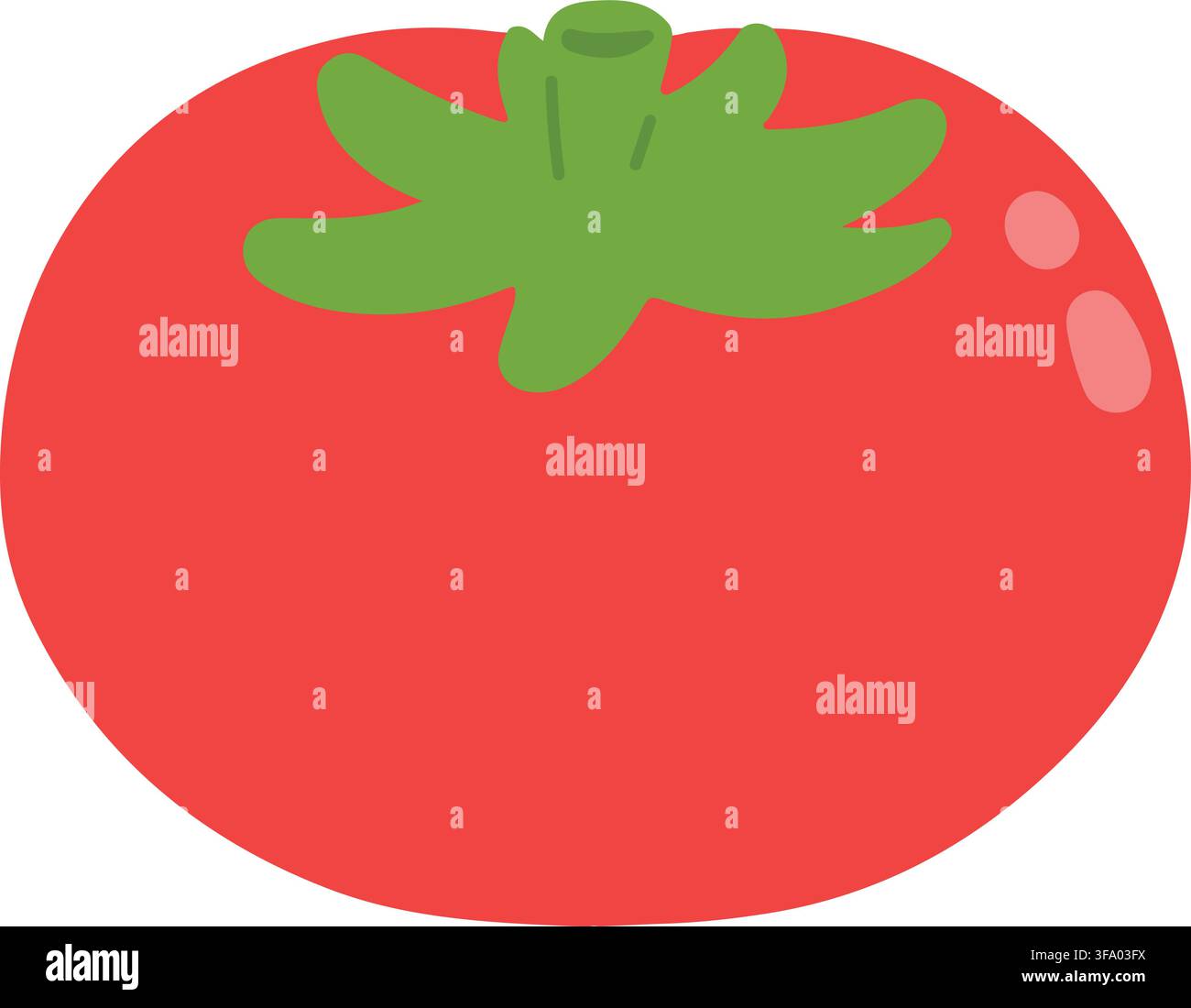 Flat colored fresh red tomato with leaf Stock Vector
