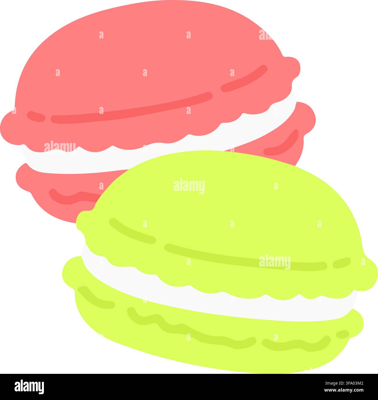 Simple and flat colored pink/green macaroons Stock Vector