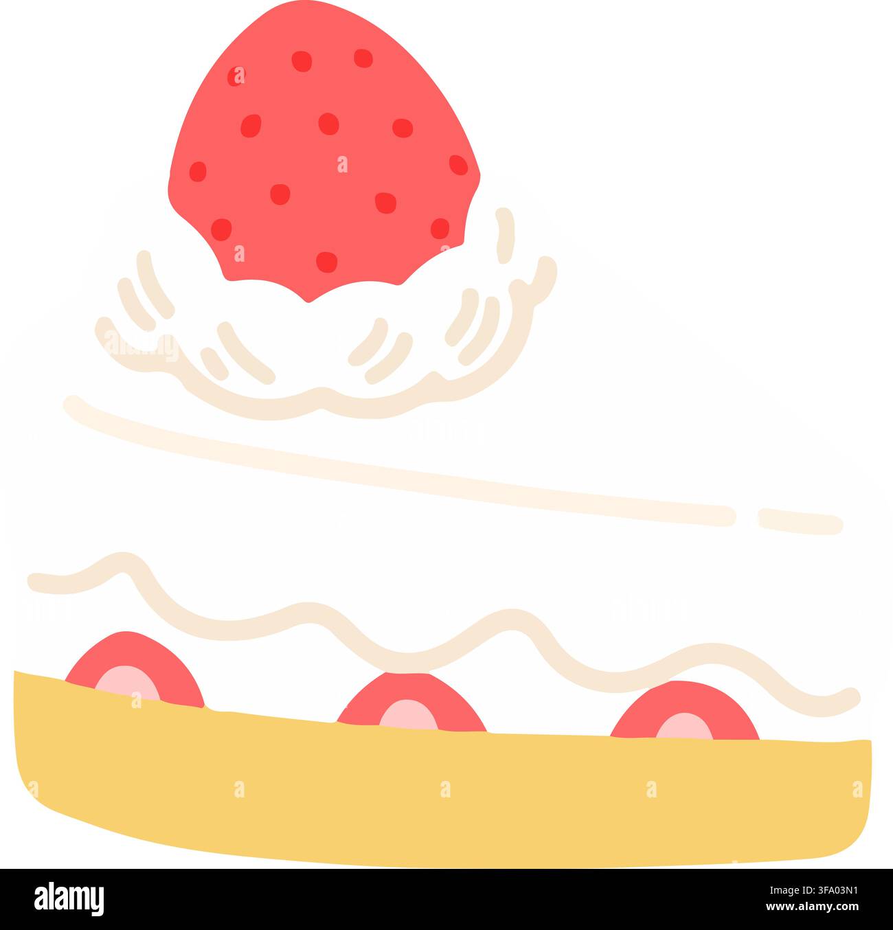 Simple and flat strawberry shortcake Stock Vector