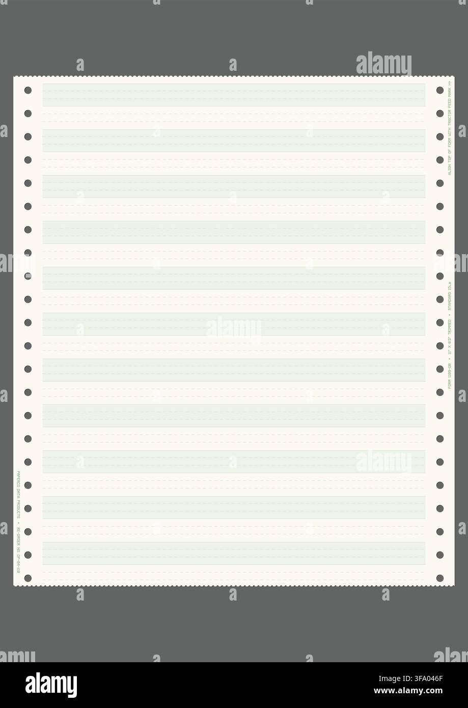 Matrix printer A4 paper template Stock Vector