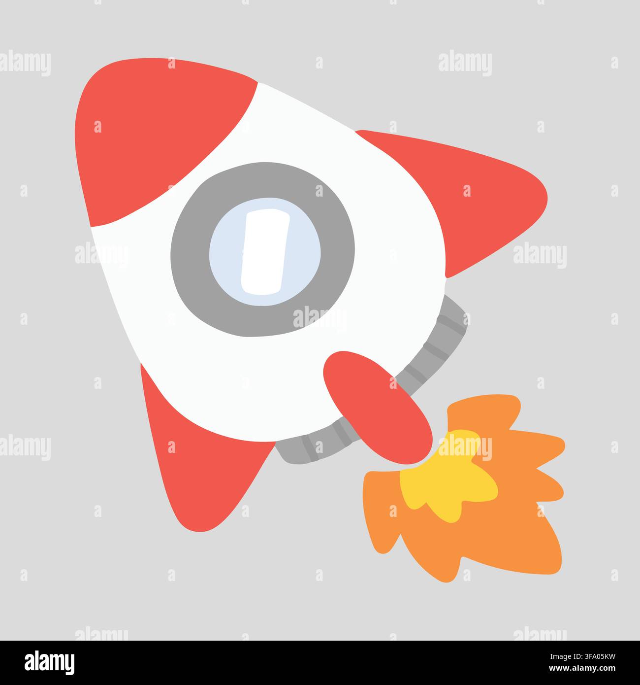 Simple and flat white and red rocket illustration flat colored Stock Vector