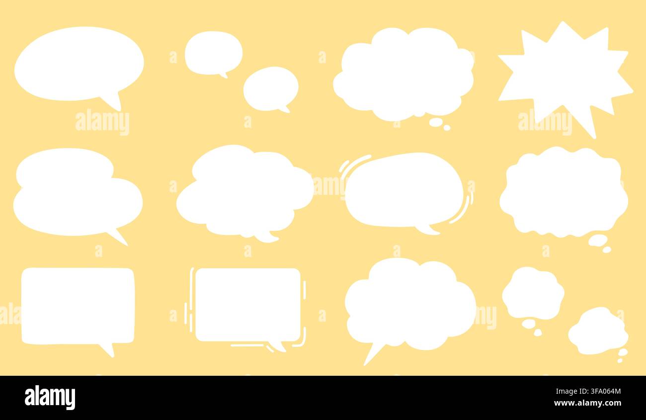 Simple and Pop Hand drawn Speech Bubbles Stock Vector