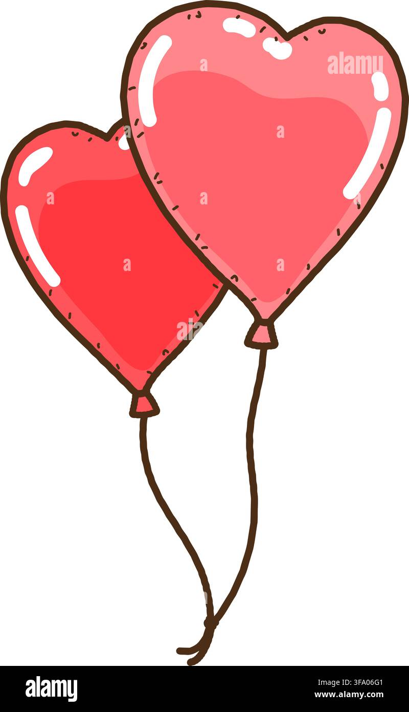 Simple hand drawn heart shaped balloons Stock Vector