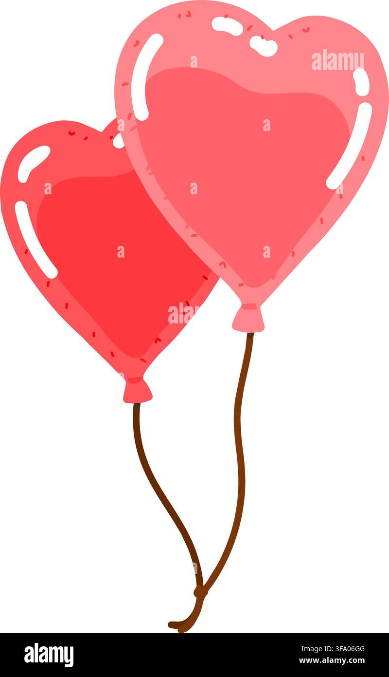Simple hand drawn heart shaped balloons flat colored Stock Vector