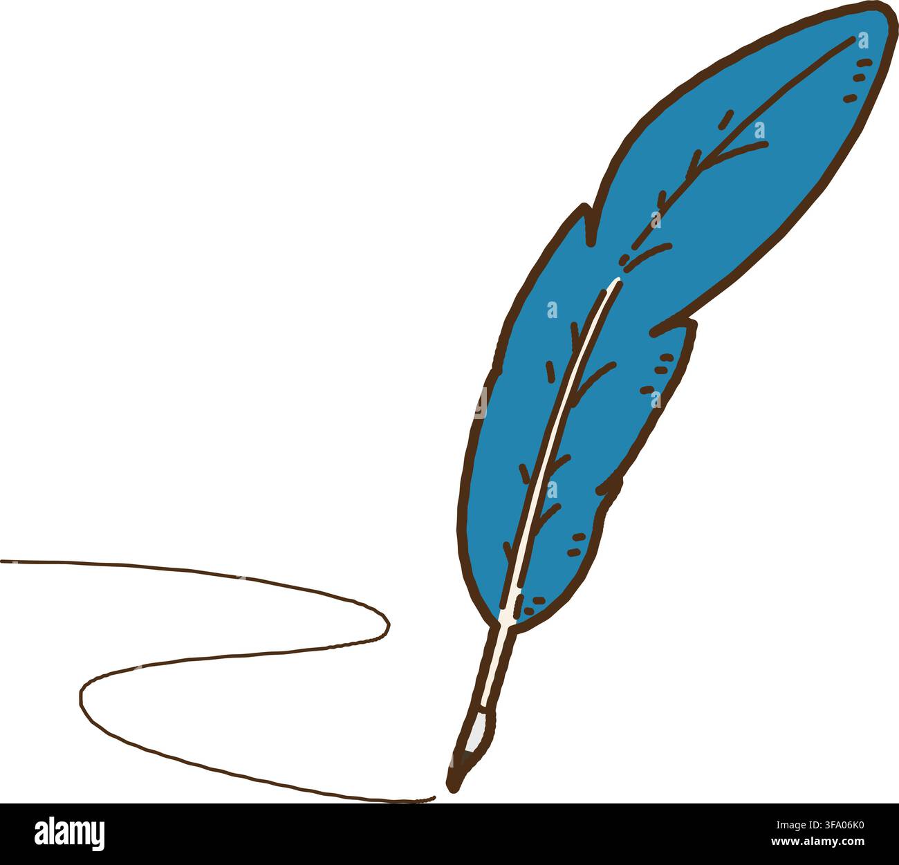 Simple hand drawn feather pen outlined Stock Vector