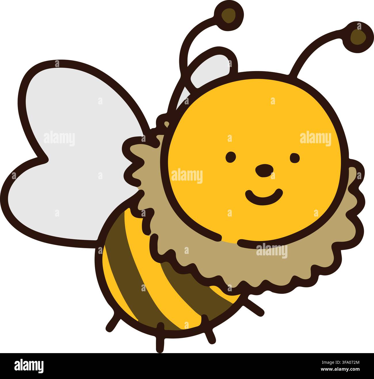 Outlined simple and cute Bumble bee Stock Vector