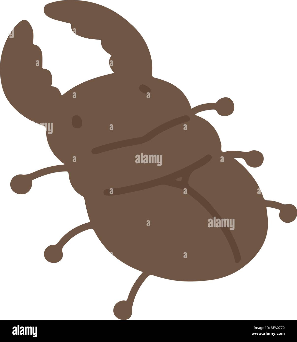 Simple flat colored Stag beetle Stock Vector