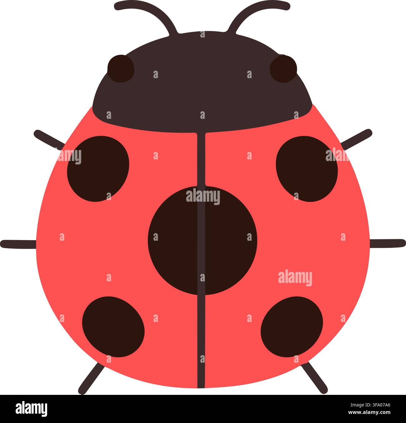 Simple flat colored dotted Ladybug Stock Vector