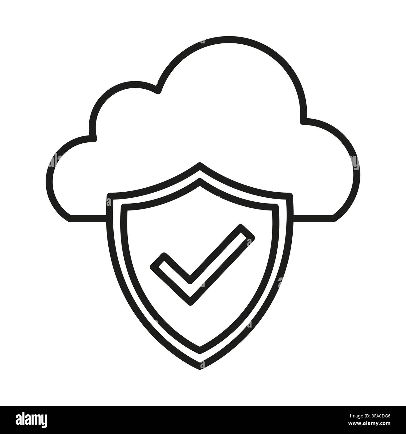 Shield security check vector shape features simple cloud sign. It represents creative network database. eps 10 Stock Vector