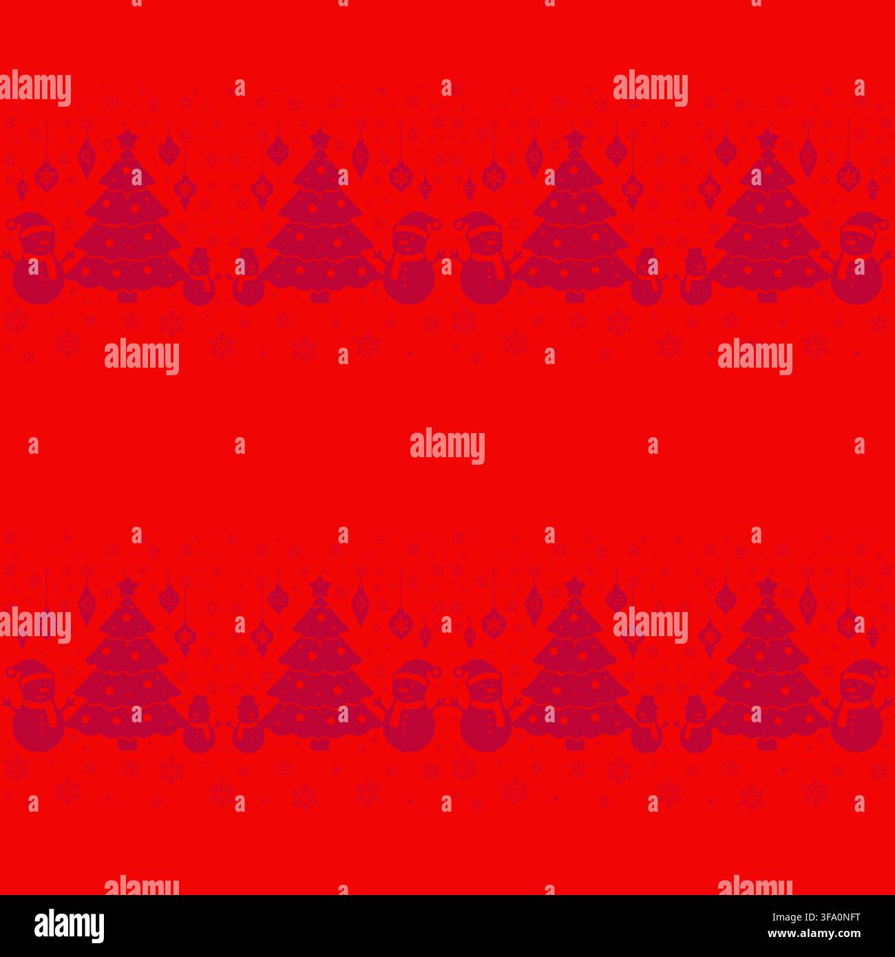 Subtle seamless pattern with snowmen and Christmas trees in decorative horizontal layout Stock Vector