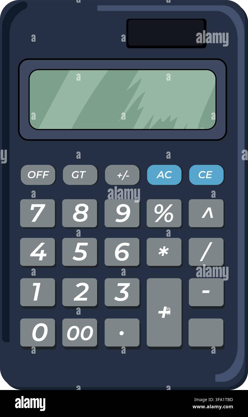 Electronic Calculator with Display and Number Buttons Stock Vector