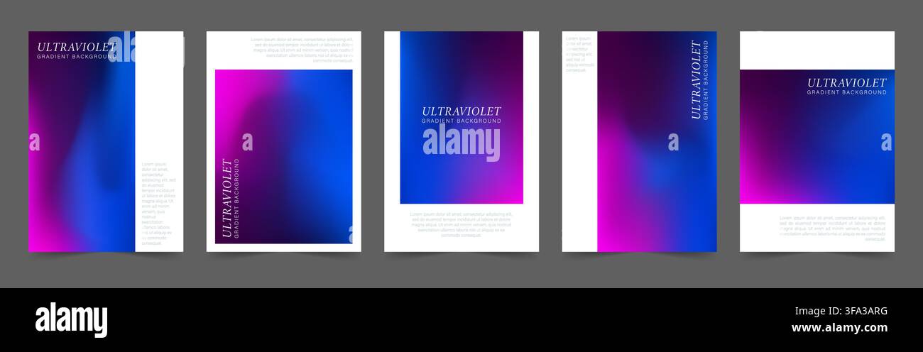 UV background collection. Minimalist abstract wallpaper with smooth gradient and lights accents for ui or packaging. Vector illustration Stock Vector