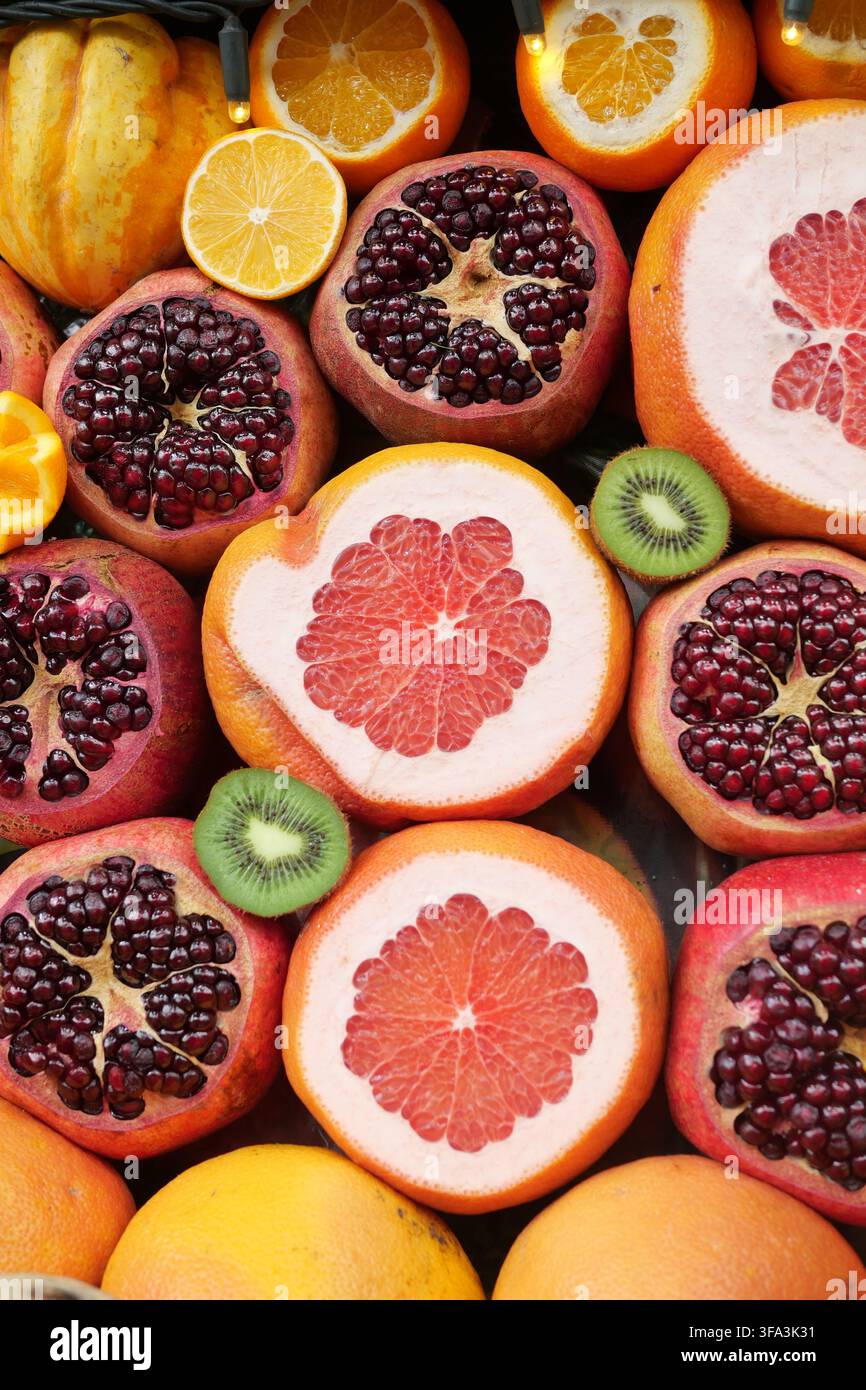Fruits displayed in a market Stock Photo