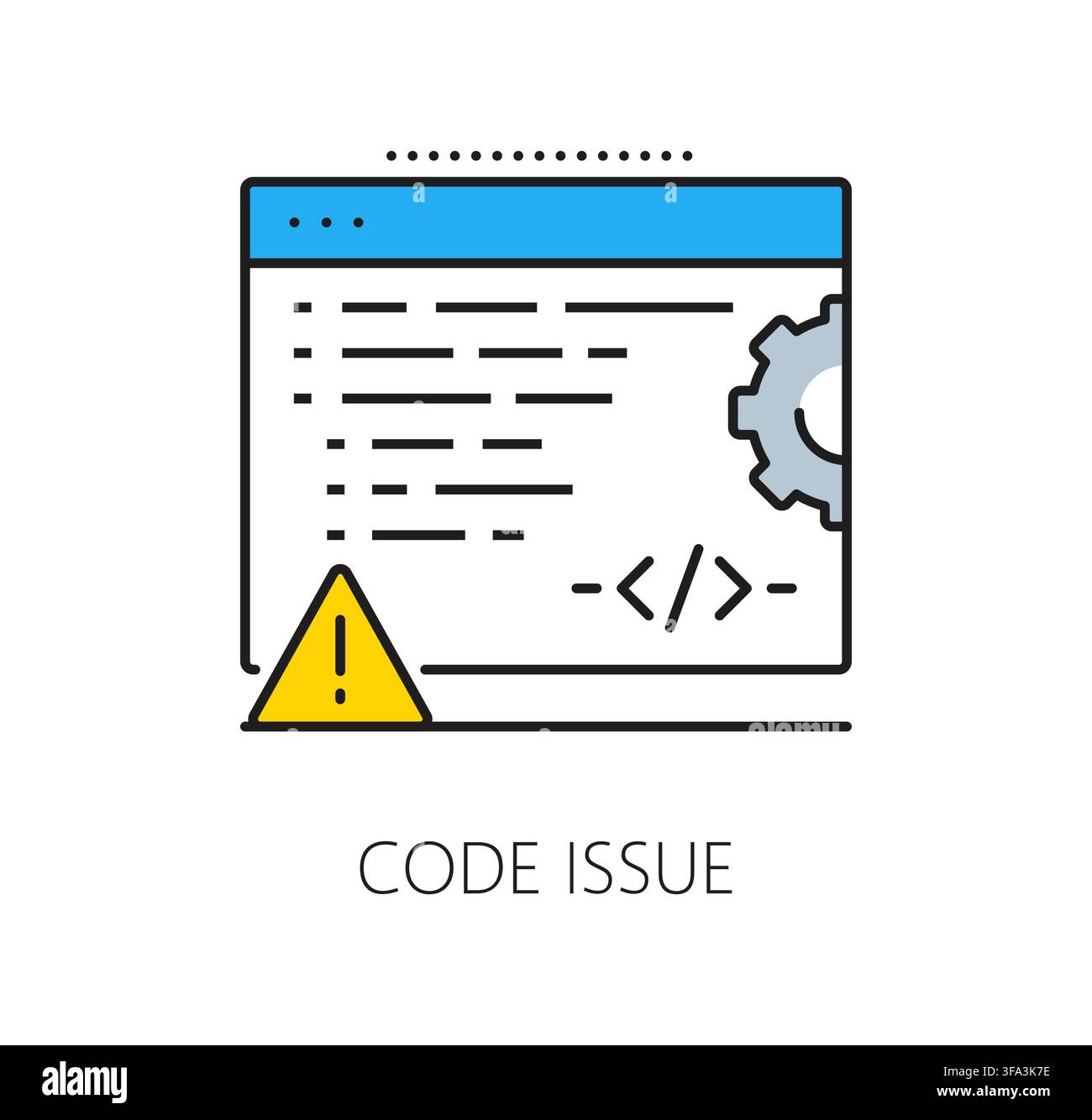 Software program code issue line icon or sign. Program code development linear icon, application programing symbol. Software engineering pictogram Stock Vector