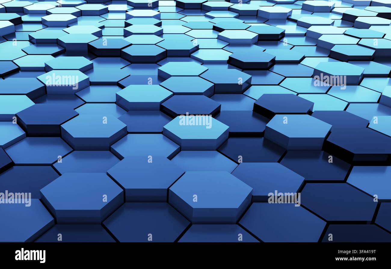 Black abstract hexagons background pattern 3D rendering - 3D Illustration Stock Photo