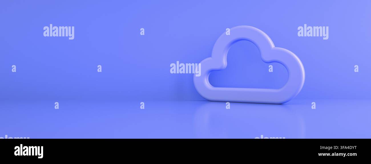 3d cloud storage over purple background, 3d render, panoramic mock-up Stock Photo