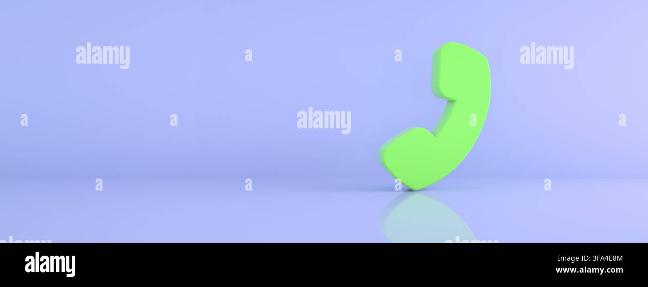 Phone symbol over blue background, 3d render, panoramic image Stock Photo