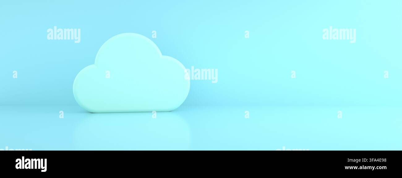 Cloud over blue background, cloud storage information, 3d render, panoramic image Stock Photo