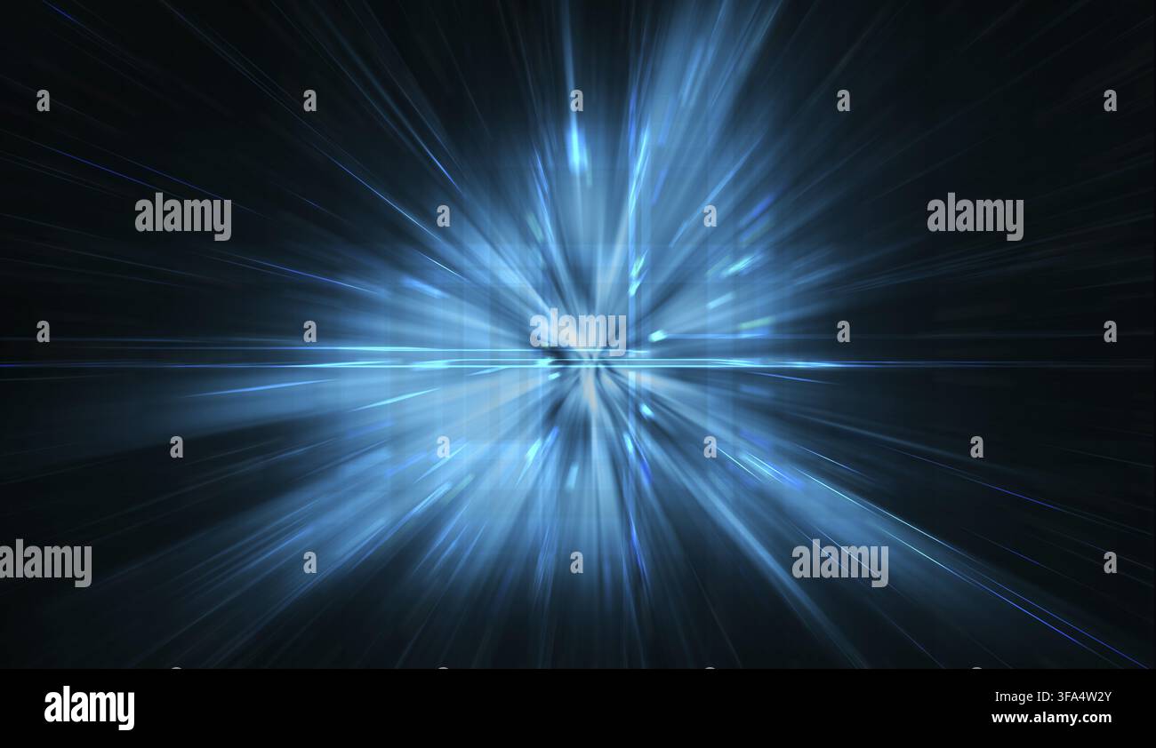 Blue Cyber abstract Star burst light explosion background Stock Photo