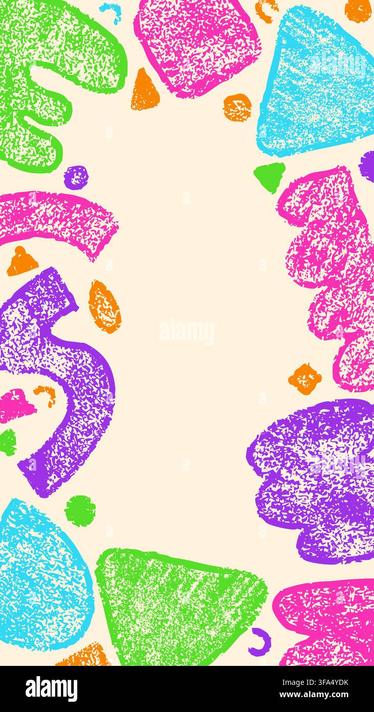 Small story frame with child chalk color abstract elements. Stock Vector