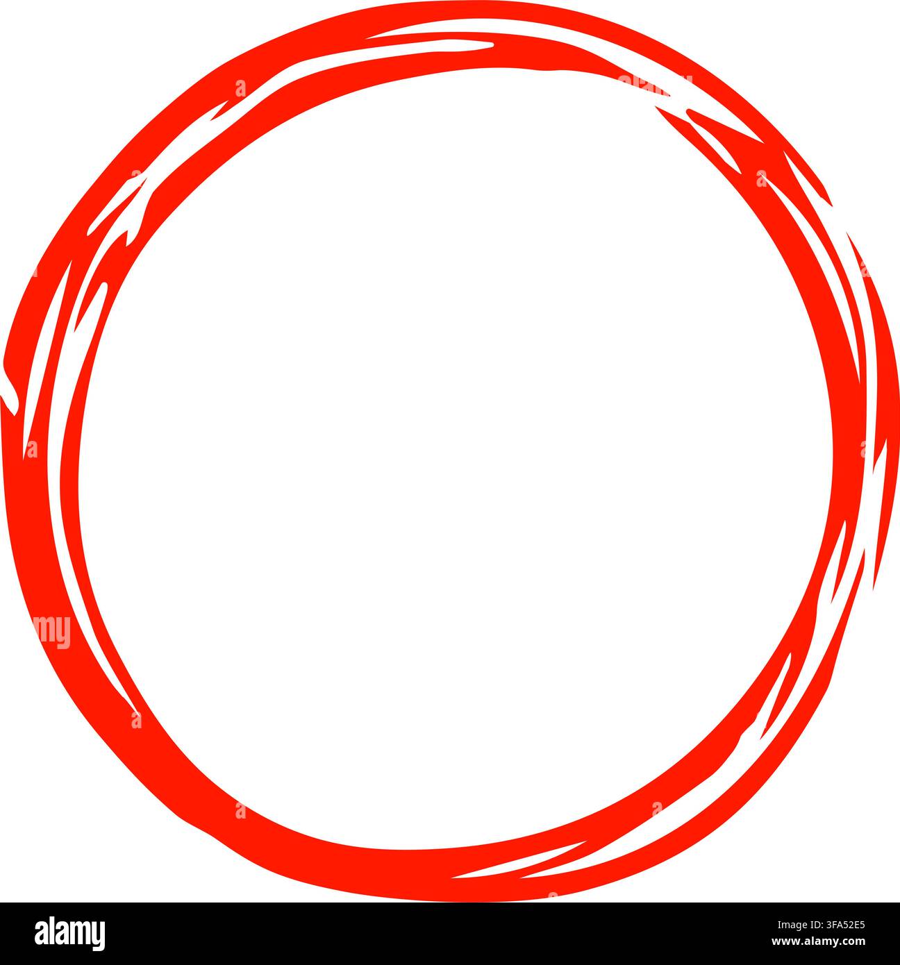 Hand Drawn Round Red Brush Circle Doodle, Isolated Vector Illustration Stock Vector