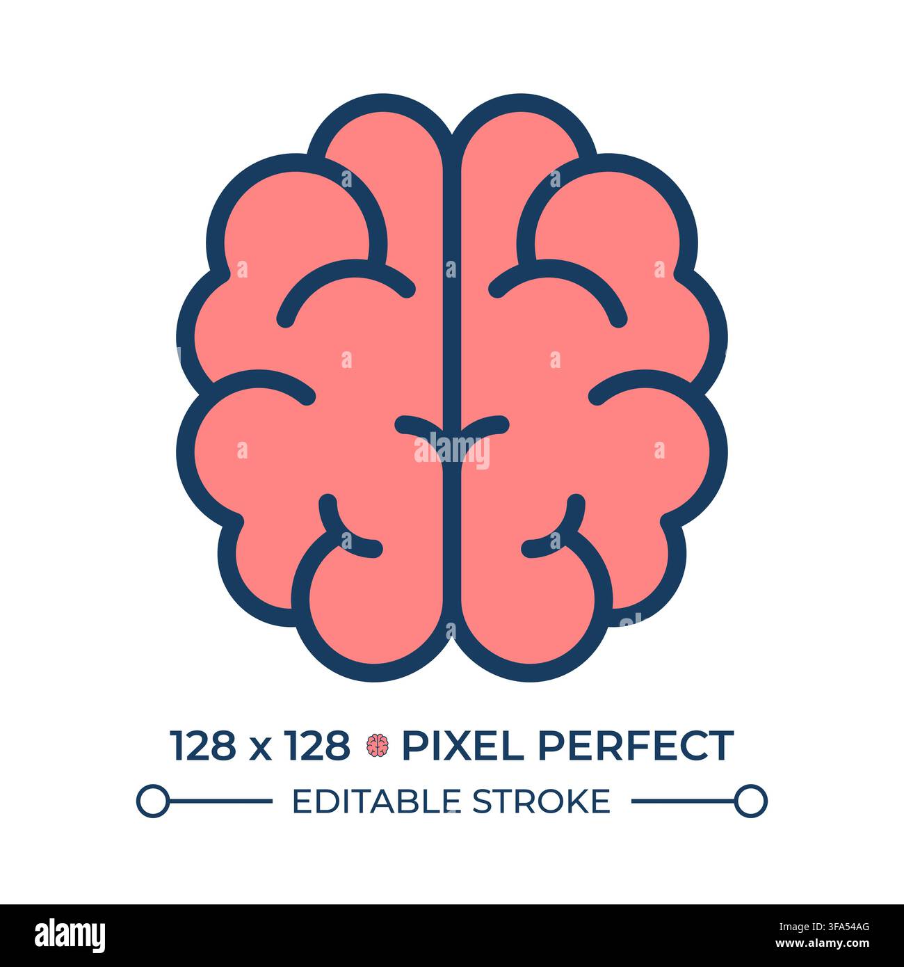 Brain pixel perfect line color icon Stock Vector