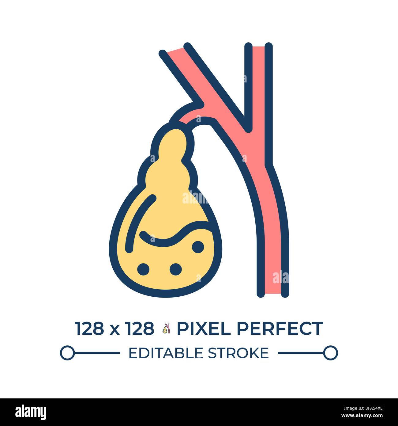 Gallbladder pixel perfect line color icon Stock Vector