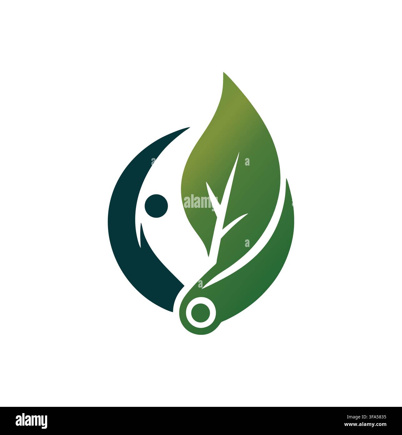 Professional Modern Eco Human Leaf Tech Circle Vector Logo Stock Vector