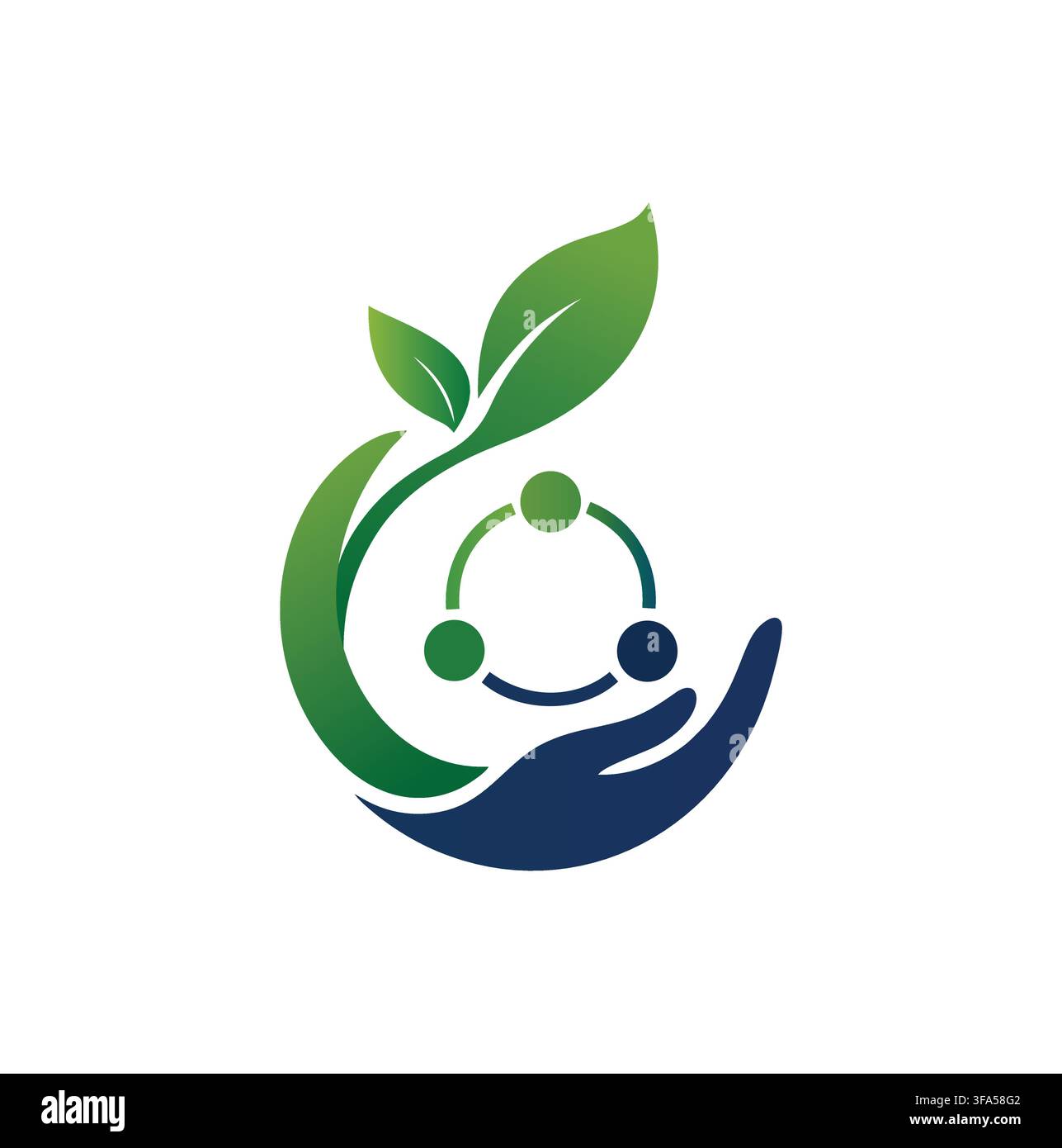 Professional Modern Eco Caring Hand Community Leaf Network Vector Logo Stock Vector
