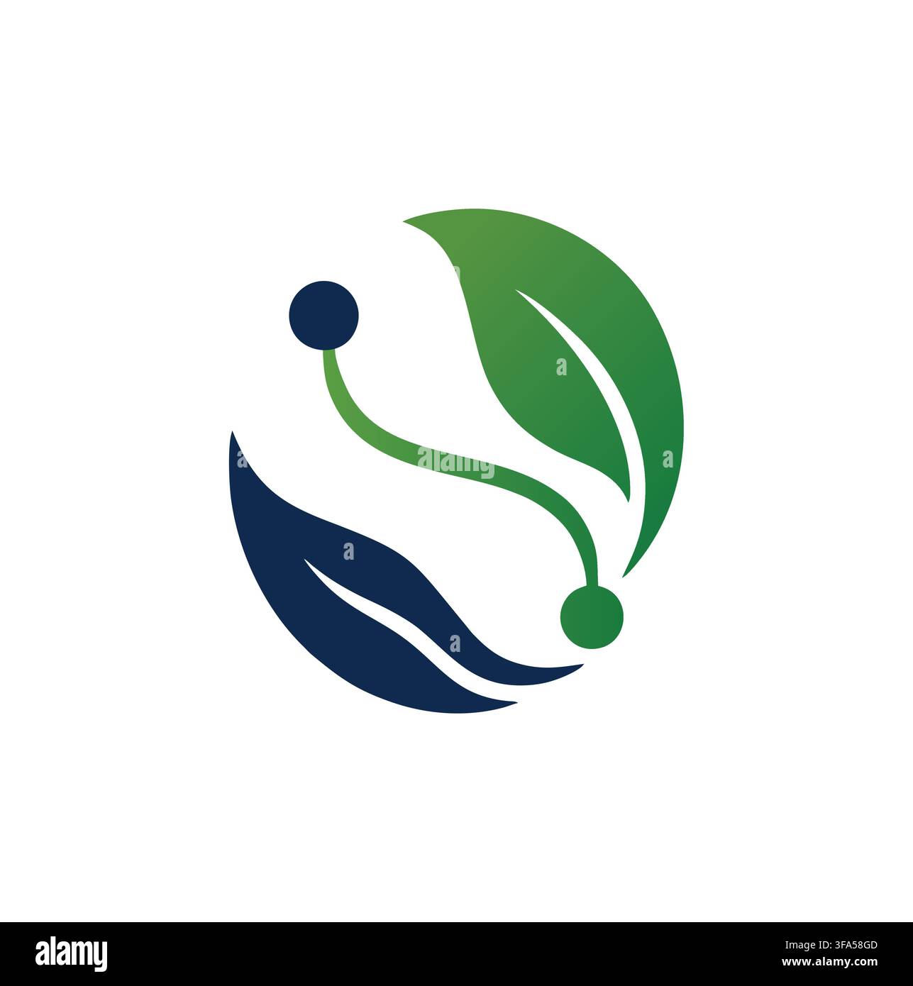 Professional Modern Eco Circular Leaf Tech Digital Circuit Vector Logo Stock Vector