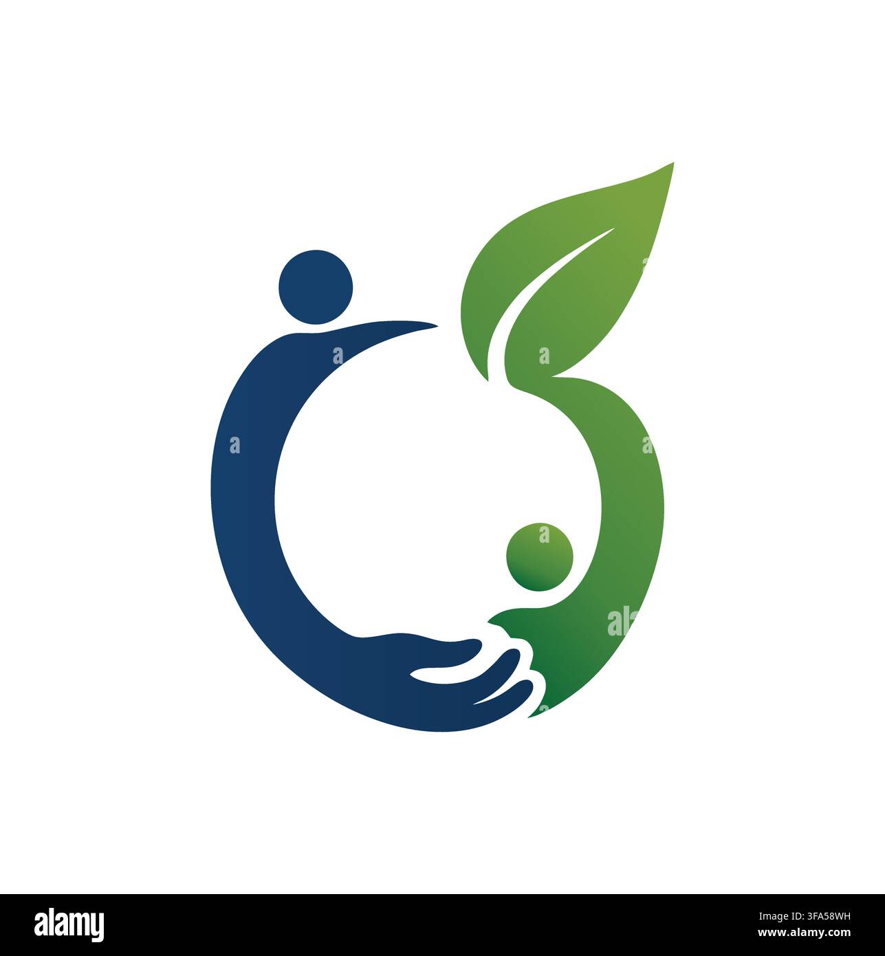 Professional Modern Caring Hand Green Leaf Person Logo Vector Stock Vector