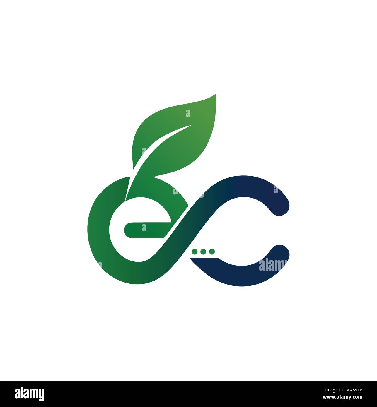 Professional Modern Letter EC Monogram Green Leaf Logo Vector Stock Vector