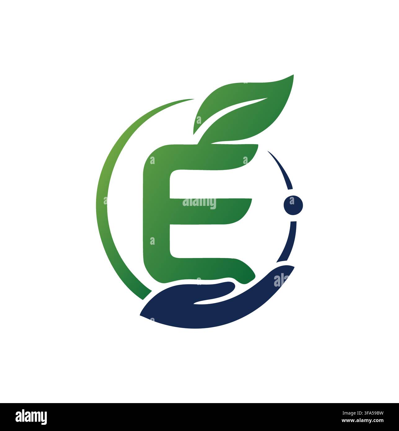 Professional Modern Eco Letter E Hand Leaf Vector Logo Stock Vector