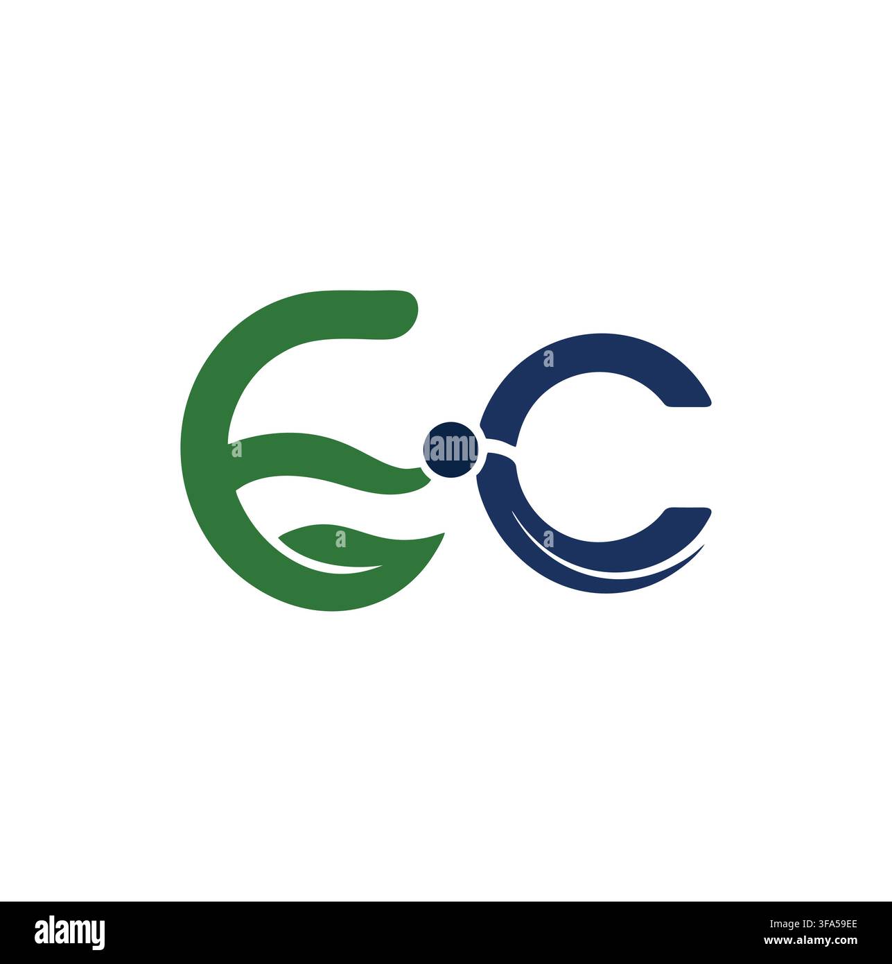 Professional Modern EC Monogram Leaf Tech Node Vector Logo Stock Vector