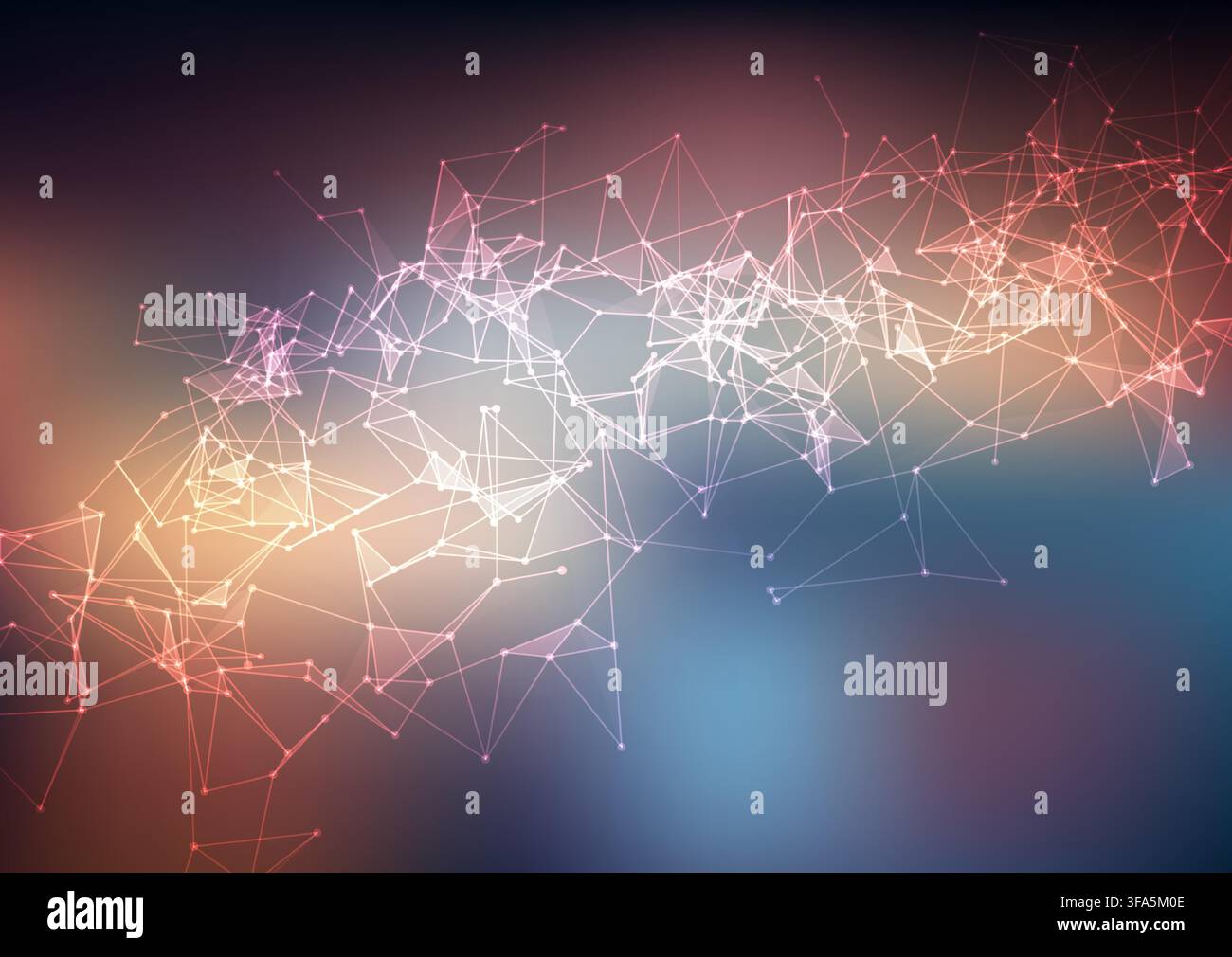 Abstract techno background with a low poly plexus design Stock Vector