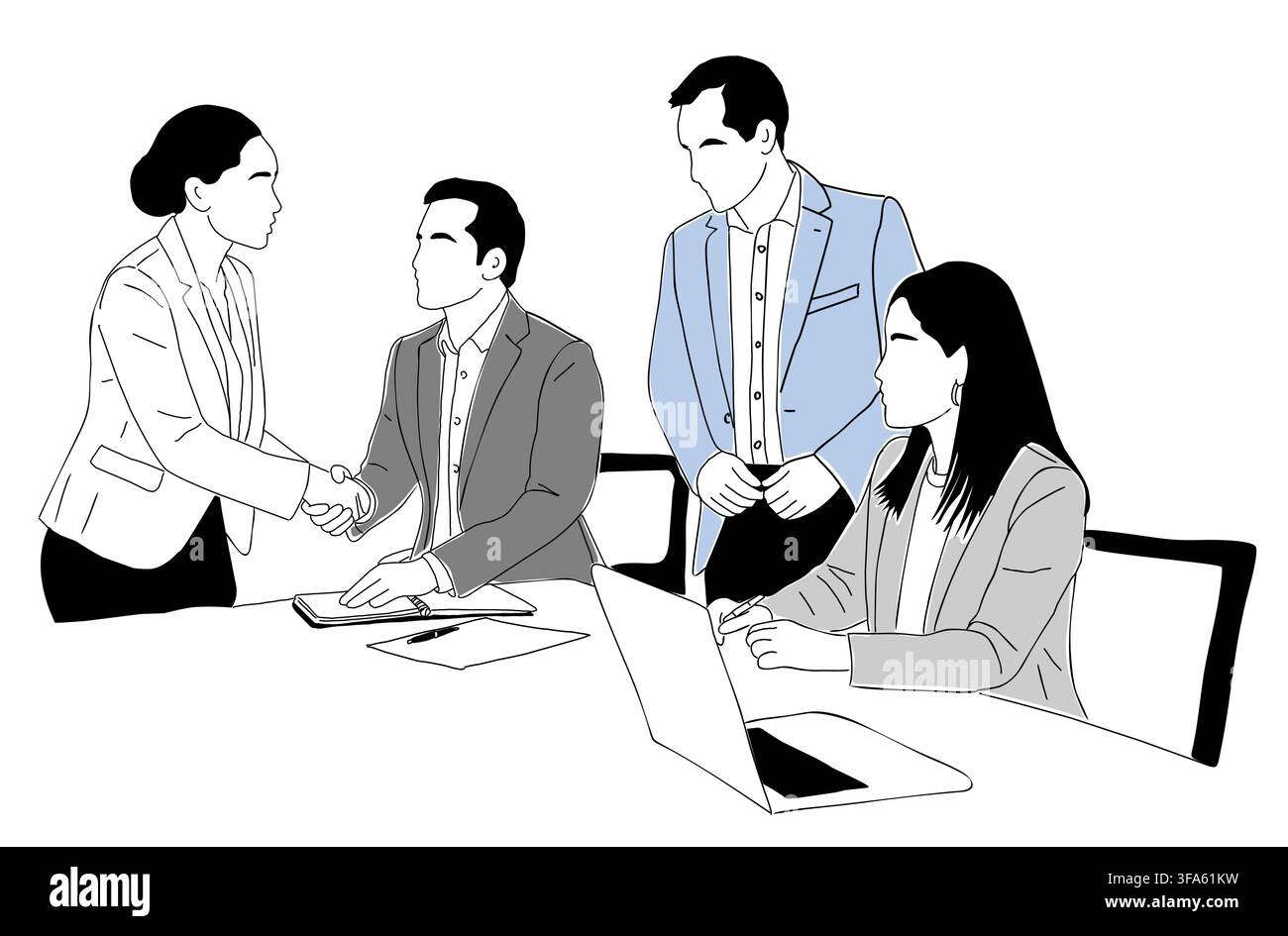 Business team meet in a modern office setting Stock Vector