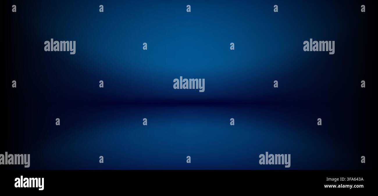 Dark blue studio background with gradient light effect Stock Vector