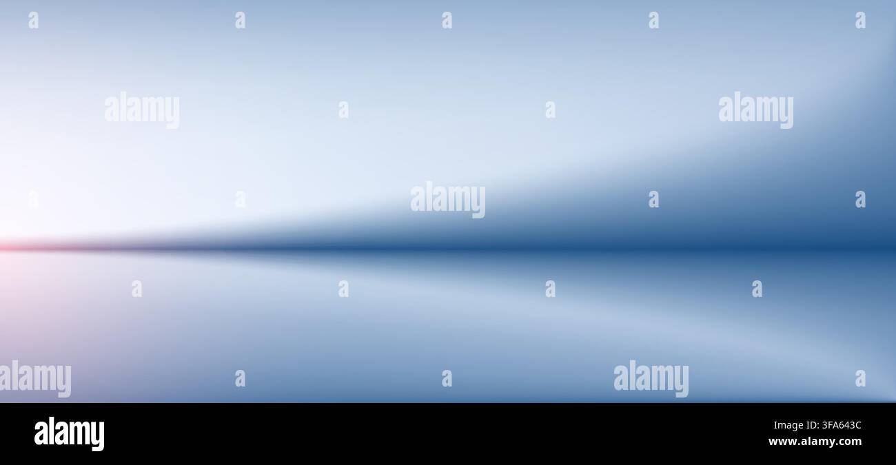 Asymmetric blue gradient studio background with soft pink bokeh Stock Vector