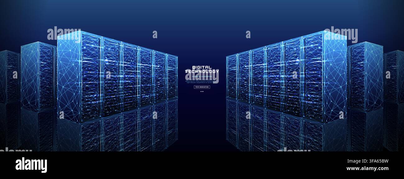 Data Center Server Room Background With Digital Cloud Technology Stock Vector