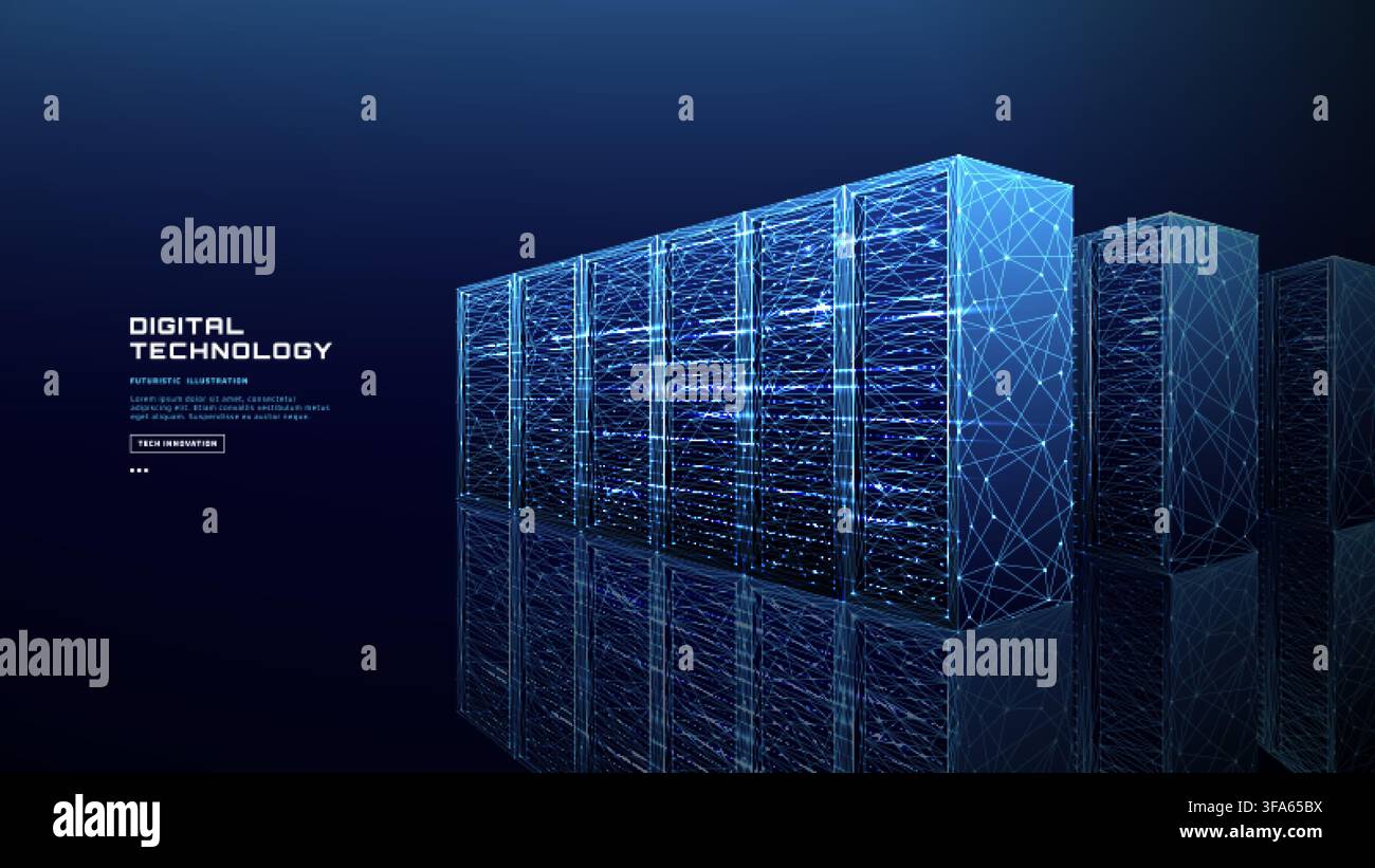 Data Server Room Background With Digital Network Technology Stock Vector
