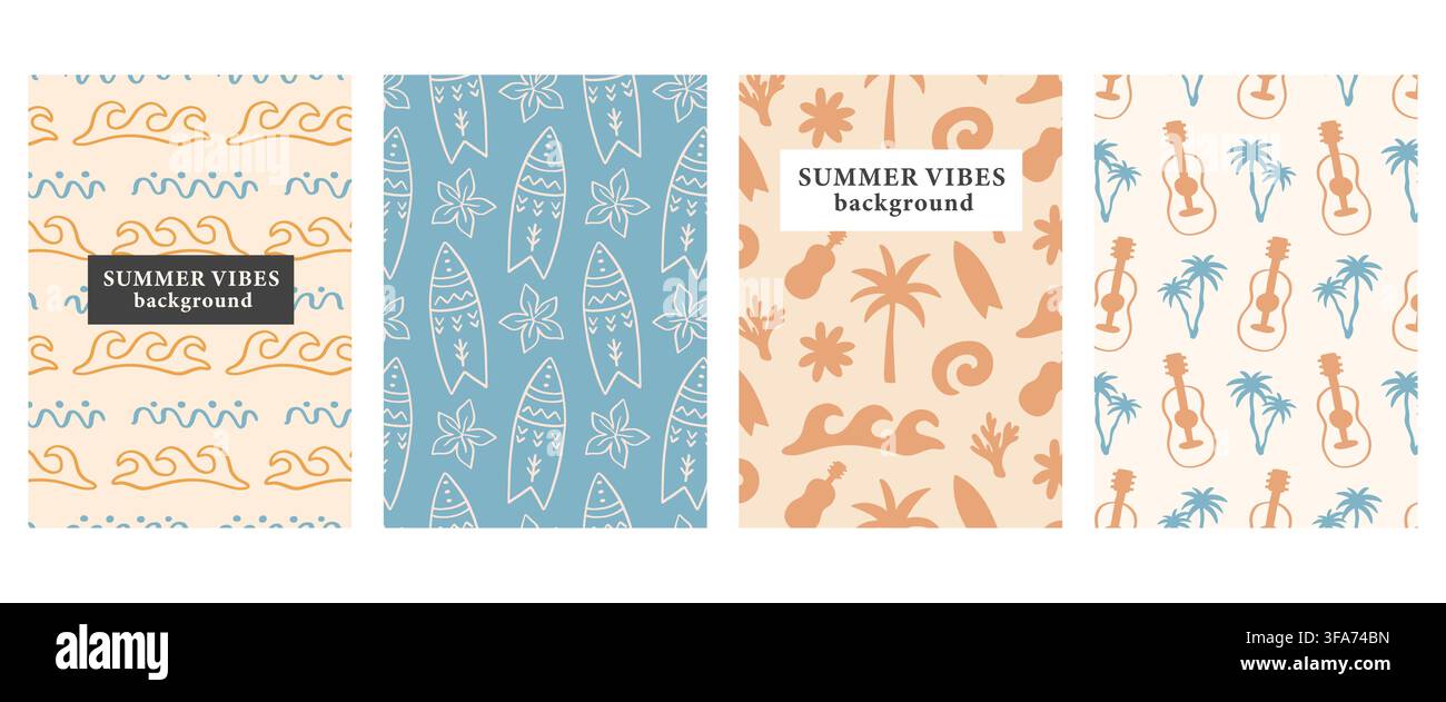 Tropical vector pattern set summer backgrounds Stock Vector