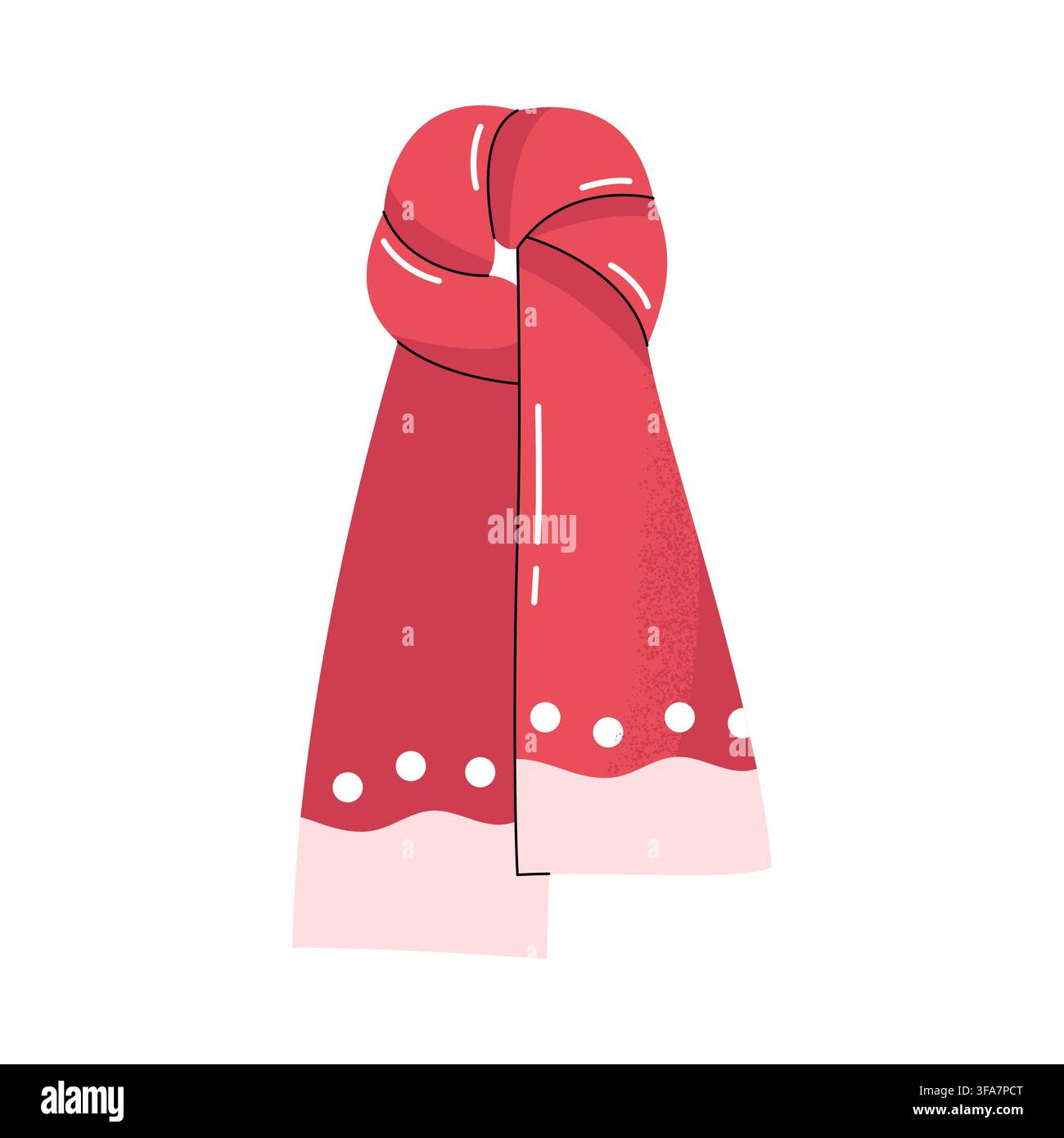 Red winter knitted scarf vector illustration Stock Vector