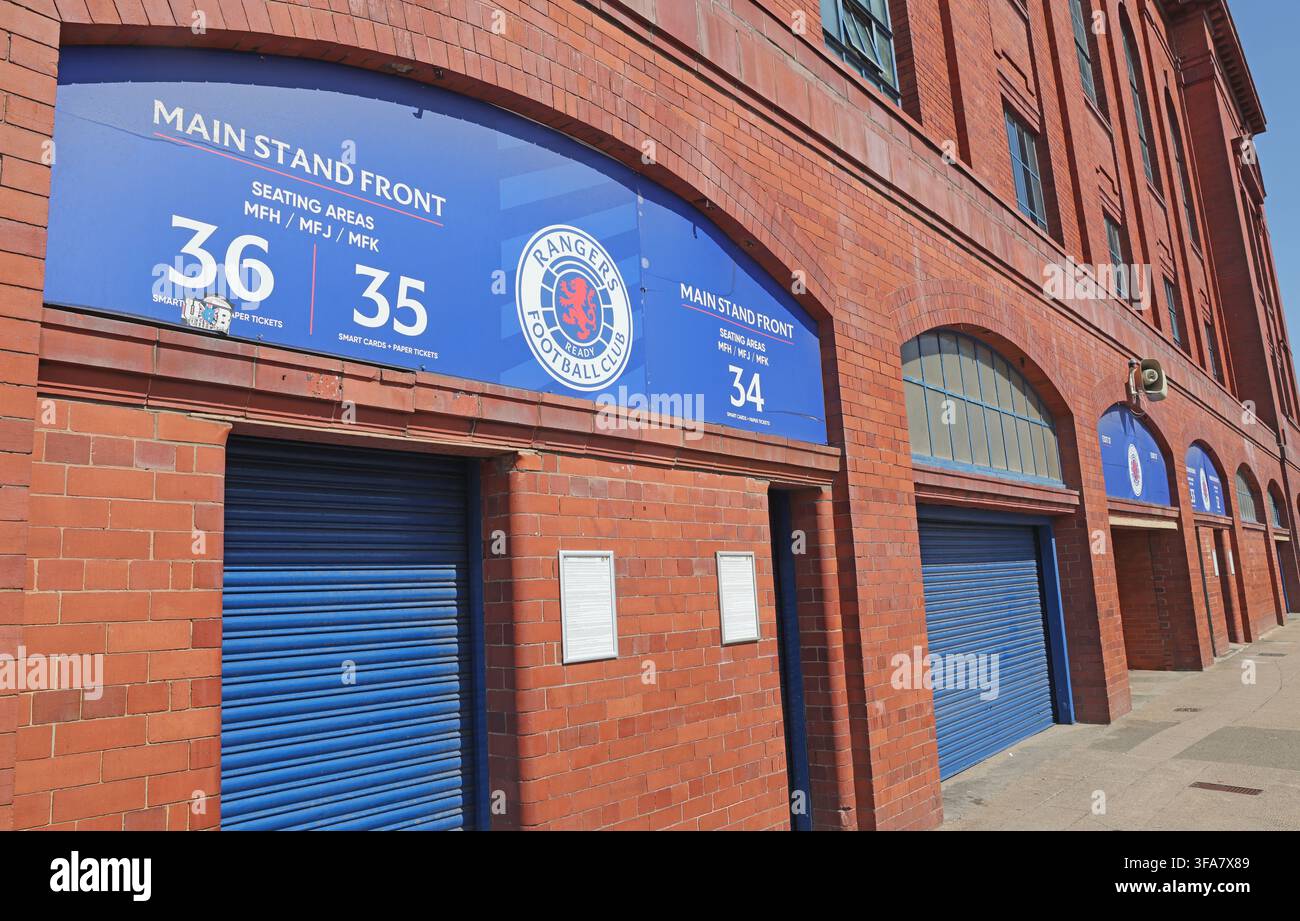 Rangers FC Main Stand frontage at Ibrox Stadium, Glasgow Stock Photo